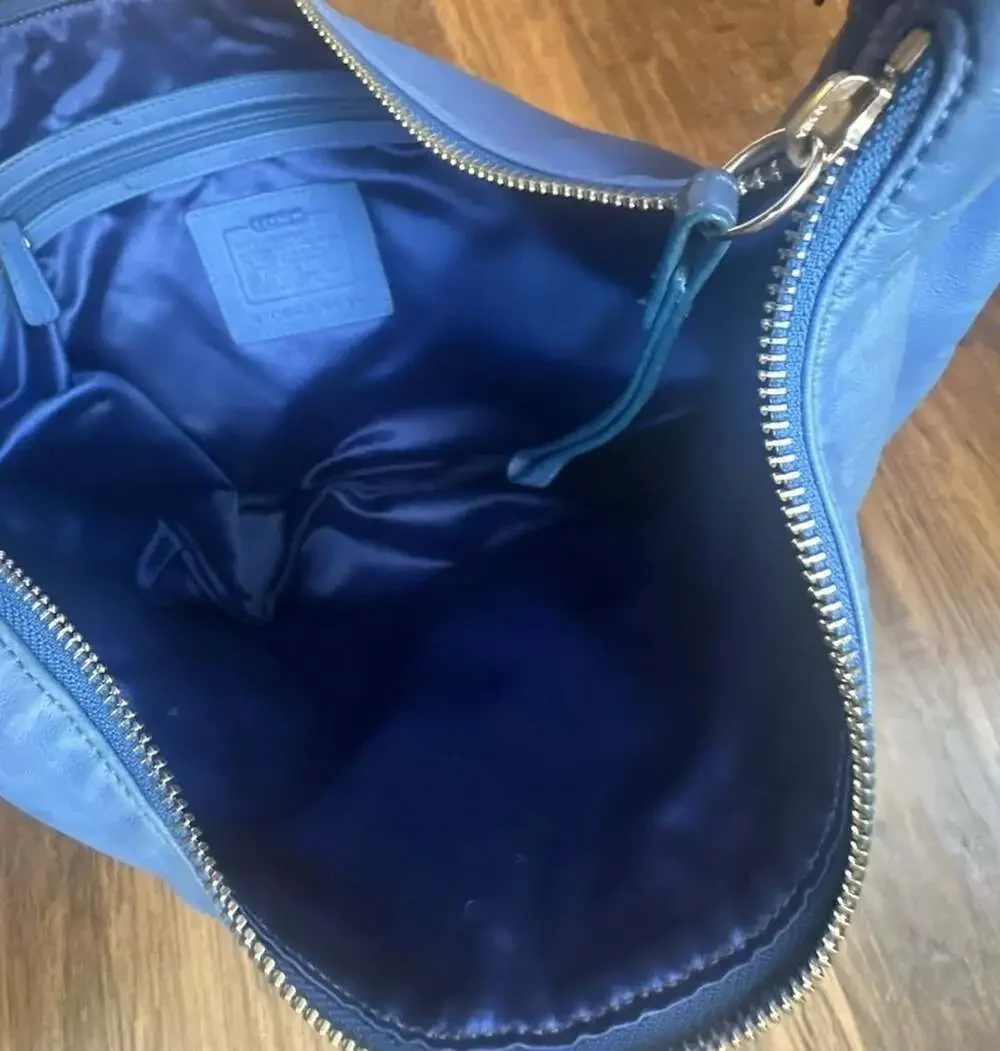 Coach RARE Blue Leather Lamb Nappa Vintage Y2K Tortilla Slouch Hobo 9619